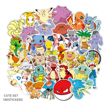 100 Adet Anime kawaii Pokemon Çıkartmalar Kawaii Pikachu Kaykay Bisiklet Gitar Dizüstü Çocuklar Su Geçirmez Sticker Oyuncaklar