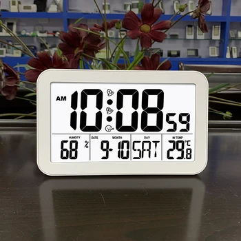 Çok fonksiyonlu Büyük lcd ekran dijital alarmlı saat Saat Termometre Higrometre İle duvar saati Ev Dekorasyon Reloj de pared