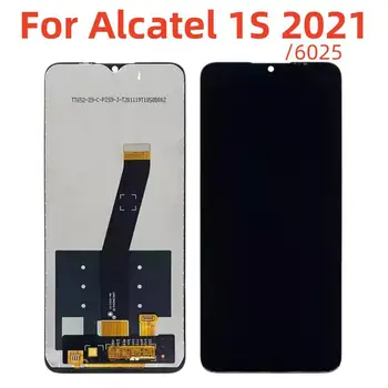 Yüksek kaliteli Siyah 6.52 inç Alcatel 1S 2021 6025 6025A 6025H 6025D lcd ekran dokunmatik ekranlı sayısallaştırıcı grup / Çerçeve ile