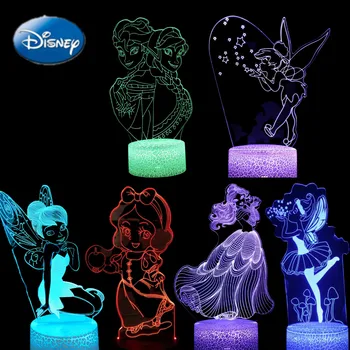 Disney 3D gece ışıkları Elsa Anna Encanto LED Lampara Mermaid prenses figürü Alice külkedisi yasemin aydınlatıcı dondurulmuş II lamba