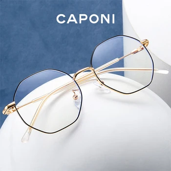 CAPONI Anti mavi ışık gözlük kadınlar için moda tasarım altın gözlük çerçeve ışık Wight mavi ışık engelleme gözlük BF5101