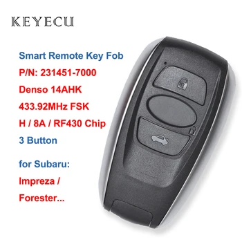 Keyecu Akıllı Uzaktan Araba Anahtarı Fob 3 Düğmeler 433.92 MHz FSK H/8A/RF430 Çip Subaru Forester Legacy Impreza XV BRZ 231451-7000