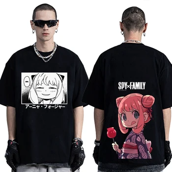 Anime T-shirt Casus X Aile Anya Forger Anime Cosplay Erkek Tişörtleri Giyim Harajuku Estetik Büyük Boy T Shirt Hip Hop Tees