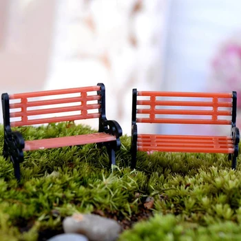 2 Adet Mini Bahçe Süs Minyatür Parkı Koltuk Tezgah Zanaat Peri Dollhouse Dekor Mikro Ev Peyzaj Ekoloji Aksesuarları