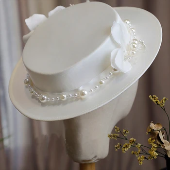 Yeni Doku Saten Çiçek Gelin Şapka Avrupa Düz Üst Seyahat Fotoğraf Stüdyosu çiçekli şapka Örnek Fotoğraf Aksesuarları