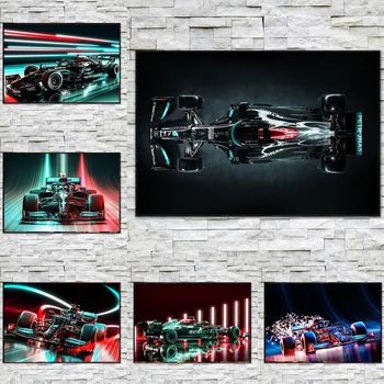 F1 yarış Tuval Boyama Yeni moda çizgili Neon ışıkları Posterler İskandinav duvar sanatı baskılar Oturma odası için Resim spor araba