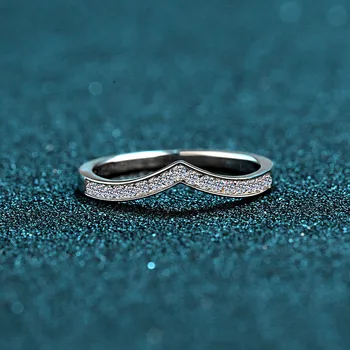 Gümüş 0.12 Karat Mükemmel Kesim D Renk Mozanit Minnie kokteyl yüzüğü Gümüş 925 düğün takısı Kadın Nişan Parti Hediye