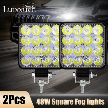 2 Adet 48W Kare Sis araba ışıkları Lamba Diyot LED Farlar SUV Kamyon Sürüş Spot Çalışma Işığı Araba Tamir için kamp