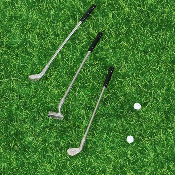 5 Adet 1: 12 Evcilik Minyatür Mobilya Metal Golf Kulüpleri Seti Oyuncak Oyna Pretend