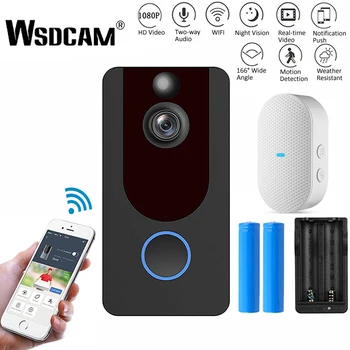 Wsdcam Video Kapı Zili HD 1080 P Akıllı WiFi Kapı Zili Kamera Görsel Interkom Gece Görüş Kablosuz kapı zili Güvenlik Koruma