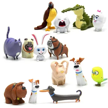 14 karikatür tavşan pet köpek gizli yaşamı PVC el yapımı bebek mini hayvan kedi kuş modeli bebekler oyuncak seti çocuk hediyeler