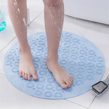 Banyo Paspas kaymaz Enayi Yuvarlak PVC Banyo Paspas Drenaj Deliği ile Silikon Banyo Kilim ayak masaj yastığı Küvet Yumuşak duş matı