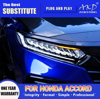 AKD Kafa Lambası Honda Accord için G10 LED Far 2018-2022 Farlar Accord DRL Dönüş Sinyali Yüksek İşın Melek Göz Projektör Lens