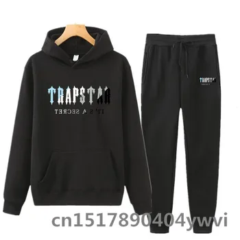 Trapstar Sonbahar Kış erkek kapüşonlu Sweatshirt Takım Elbise Çift Koşu Hoodies + Sweatpants İki Adet Set Streetwear Eşofman