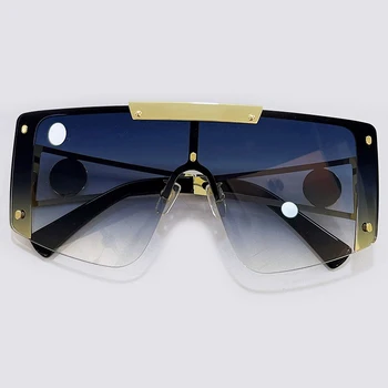 Yeni Kare Güneş Gözlüğü Kadın Moda Büyük Boy Tek Parça güneş gözlüğü Erkekler Shades Óculos UV400