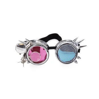 Steampunk Gözlük İki Renk Lensler Gözlük Mavi Lensler Aksesuarları Olarak Rave Parti EDM Cosplay Punk Vintage Gözlük