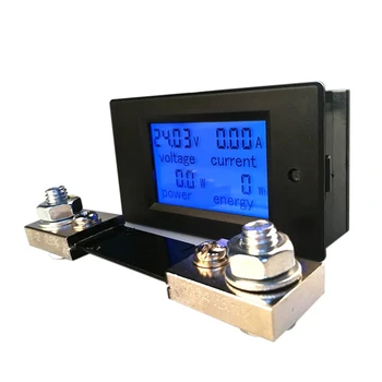 PZEM-051 DC Voltmetre Ampermetre Güç Enerji Dijital Gerilim Akım Ölçer LCD 4 inç DC 6.5-100V 20A 50A 100A Şant ile
