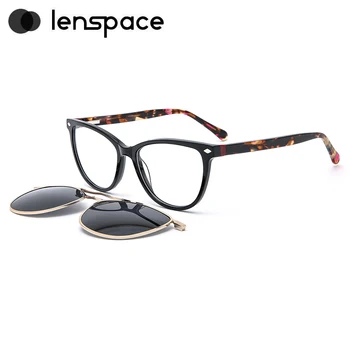 Lenspace Asetat Cateye Güneş Gözlüğü Kadın Klip Marka Tasarımcısı Optik Erkek Gözlük Reçete Gözlük Çok Fonksiyonlu HS5104