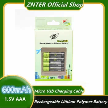 ZNTER 1.5 V AAA şarj edilebilir pil 600mAh USB şarj edilebilir lityum pil Pil Hızlı Şarj mikro usb kablosu Damla gemi