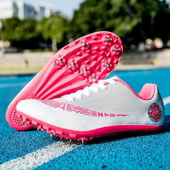 Profesyonel Unisex Atletizm spor ayakkabı Koşu Renkli Kadın Atletizm Ayakkabı Anti Kayma Çivi Spor Test Sneakers