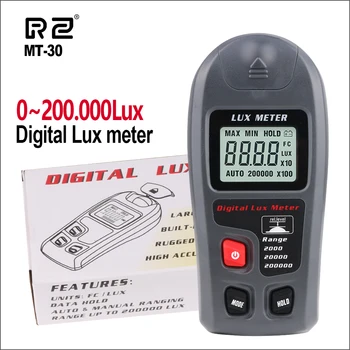 RZ Dijital Lux Metre 200,000 Lux Dijital LCD cep lambası Ölçer Lux / FC Ölçü Test Cihazı illuminometre Sensörü Fotometre MT-30