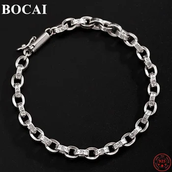 BOCAI S925 som gümüş bileklikler Kadınlar için 2022 Noel Yeni Moda Altı Hece Mantra O-zincir Argentum Takı Süs