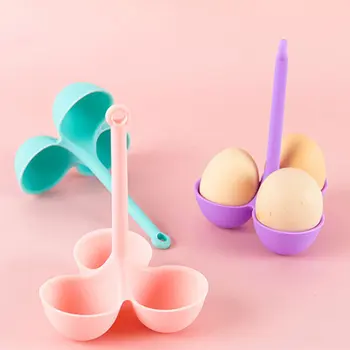 1 Adet Silikon yumurtalık Tutucu 3 delikli Rastgele Renk Gıda Sınıfı Yumurta Kazan Kahvaltı Cook Eggcup Yumurta Malzemeleri Mutfak Aksesuarları