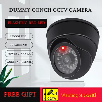 Yeni Siyah / Beyaz Kukla Kabuklu Kamera Kırmızı Yanıp Sönen led ışık Sahte CCTV Güvenlik Kamera Ev Ofis Gözetim Güvenlik Sistemi