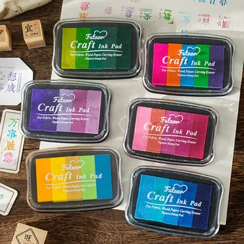 5 Renkler Güvenlik Toksik Olmayan Degrade mürekkep pedi Retro Inkpad Lastik Damga Yağ Bazlı çocuk parmak izi DIY Sanat Çocuklar Hediye