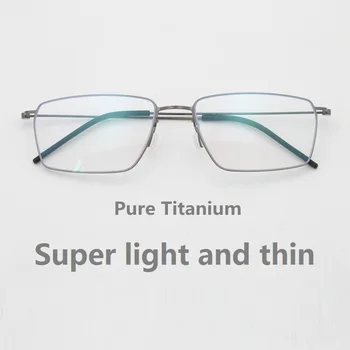 Saf Titanyum Gözlük Çerçeve Erkek Gözlük Kadın Eyeglassess Retro Kare Iş Danimarka Marka Optik Lensler Miyopi Presbiyopi