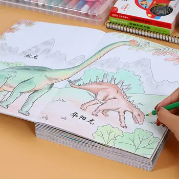 6 Kitap/Set Yetişkinler ve Çocuklar için Boyama Kitabı Dinozorlar Boyama Kitabı Küçük Çocuklar için Stres Rahatlatmak ve Zaman Öldürmek