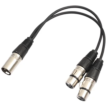 3-pin XLR Ses mikrofon Bir Erkek Çift dişi konnektör Y Splitter Kablo 0.3 m