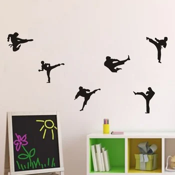 Ilginç Karate Dövüş Siluet Altı Set / Duvar Sanatı Vinil süslü çıkartmalar Dekor