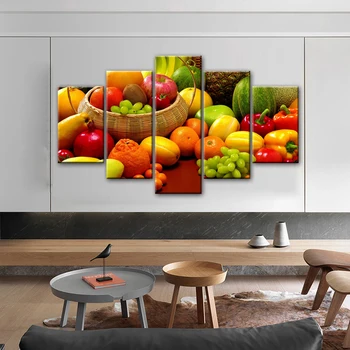 5 Paneller Mutfak Tema Dekoratif Tuval Sanat Baskılar çeşitli Meyve Gerçekçi Modüler Resimler Duvar Resimleri Mutfak Odası İçin