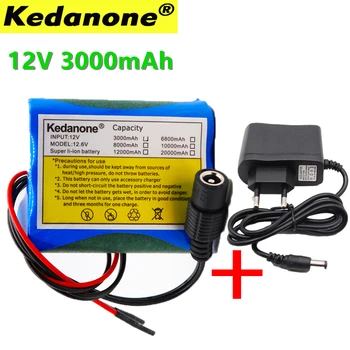 KEDAONE 12 V 3000 mAh 18650 lityum iyon şarj edilebilir pil Paketi DC için uygun güvenlik kamerası Kamera Monitör 3A Pil + 12.6 V