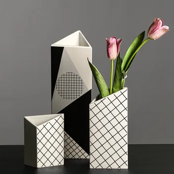 Oda masaüstü yaşayan İskandinav ins geometrik seramik vazo yaratıcı oda çiçek çiçek düzenleme Ev Dekorasyon aksesuarları kurutulmuş 