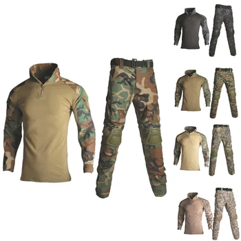 Askeri Ordu Kamuflaj Ghillie Takım Elbise Taktik av kıyafetleri Koruyucu Dirsek Diz Pedleri İle Savaş Eğitimi Üniforma
