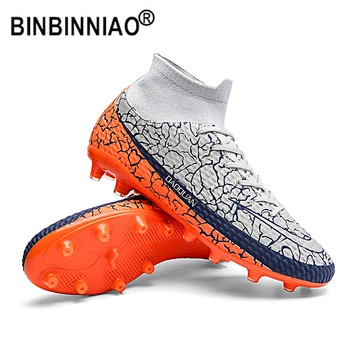 BINBINNIAO Boyutu 35-47 kapalı Çim futbol ayakkabıları Erkekler Sneakers Orijinal futbol kramponları AG TF Çocuklar Futbol Cleats spor ayakkabıları