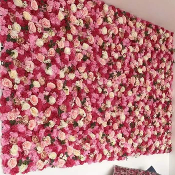 Pembe Beyaz yapay çiçek Panelleri Zemin El Yapımı Çiçek Duvar Panelleri Duvar Dekor çiçek dekorasyonu için Parti Düğün Ev