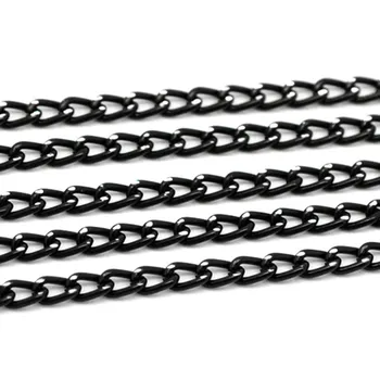 3x10M Alüminyum Zincirler Linkler Açık Curb Siyah Charm Kolye Takı Yapımı Bulguları 6x3. 5mm