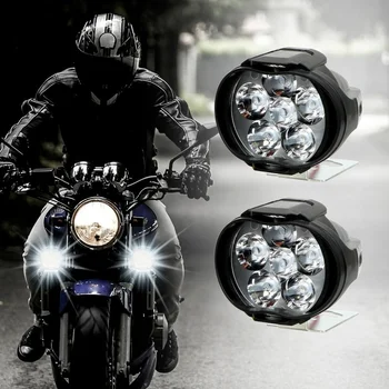 Motosiklet 6 LED Far Spot 2 adet Yardımcı Yüksek Parlaklık Lamba Elektrikli Araç Scooter Autocycle Modifiye Ampuller