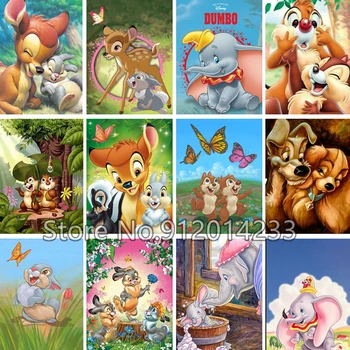 5D Diy Elmas Boyama Disney Bambi Dumbo Elmas Nakış Karikatür Fil Tam Yuvarlak Matkap Rhinestones Mozaik Çapraz Dikiş