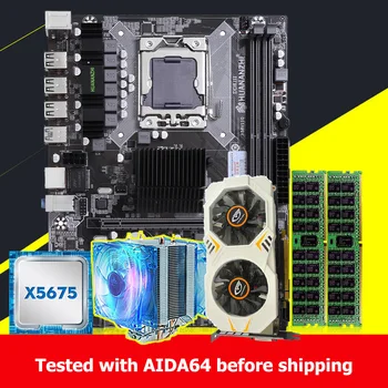 HUANANZHI X58 Anakart Set DIY Yapı Bilgisayar Xeon CPU X5675 3.06 GHz CPU Soğutucu 16G RAM 2 * 8G REG ECC Ekran Kartı GTX750Tı 2G