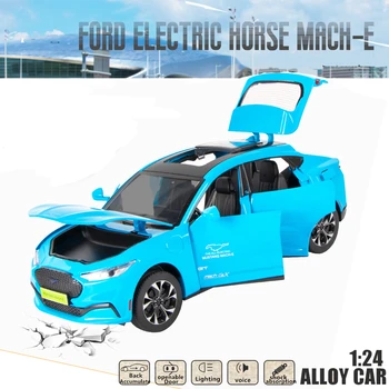 1: 24 Alaşım Araba Modeli Süs Araba İç Dekorasyon Ford Mustang İçin Mach-E Ses ve ışık açılabilir kapı Araba Modeli Dekor