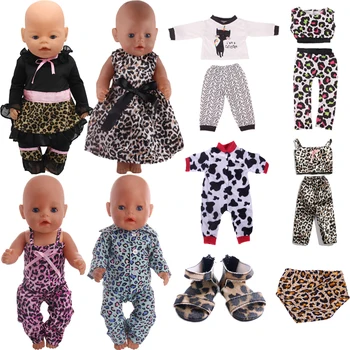 Bebek Giydirin Ayakkabı Leopar İnek Baskı İçin 18 İnç amerikan oyuncak bebek Kız ve 43 Cm Yeni Doğan bebek nesneleri, Bizim Nesil, Bebek Aksesuarları