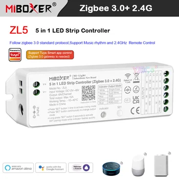 Miboxer ZL5 (Zıgbee 3.0+2.4 G) çift beyaz / RGB / RGBW / RGBCCT 5 in 1 LED Şerit Denetleyici CCT Tek renkli ışıklı bant Dimmer 12V 24V