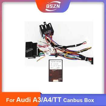 16 pin Android Kablo Demeti Güç Kablosu Adaptörü ile Canbus Box Audi A3 / A4 / TT A4L Q3 Kablosu İçin Araba radyo Multimedya Oynatıcı