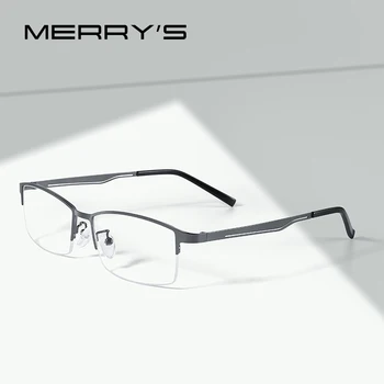 MERRYS tasarım Erkekler Saf Titanyum Gözlük Çerçeve Iş Tarzı Erkek Kare Ultralight Göz Miyopi Reçete Iş Tarzı S2322