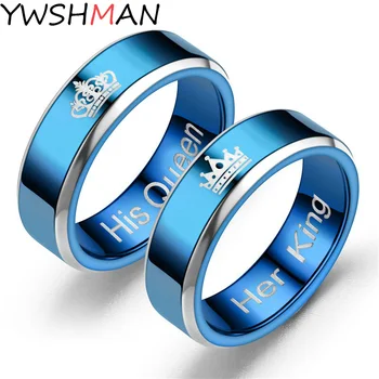 Mavi Renk Düğün Bantları Yüzük Kadın Erkek Takı için Paslanmaz Çelik Nişan Yüzüğü Çift yıldönümü hediyesi İnanılmaz Fiyat