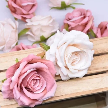10 adet/grup 10cm İpek Gül yapay çiçek Kafa DIY Scrapbooking Çelenk Zanaat Düğün Parti ev bahçe dekorasyonu Sahte Gül